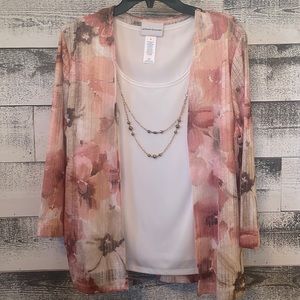 Alfred Dunner Blouse. Size Small. Never Worn. NWOT. Built in Removable Necklace.
